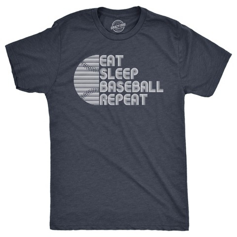 Мужские футболки Crazy Dog T-Shirts, Inc. Mens Funny T Shirts Eat Sleep Baseball Repeat Sarcastic Graphic Novelty Tee for Men - Crazy Dog Men's T Shirt for Baseball Fan Navy L