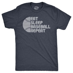 Mens Funny T Shirts Eat Sleep Baseball Repeat Sarcastic Graphic Novelty Tee For Men - Crazy Dog Men's T Shirt - 1 of 4