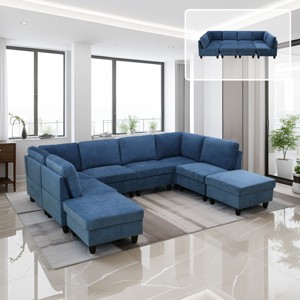 AndMakers 118 in. W Square Arm 8-piece U Shaped Polyester Modern Sectional Sofa - 1 of 4