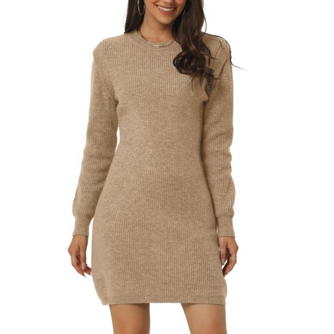 Women's Dress Long Sleeve Round Neck Casual Knitted Pullover Mini