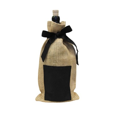 Epicureanist Set of 4 Jute Chalkboard Wine Bag