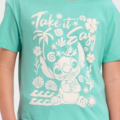 Disney Girls' Disney Lilo & Stitch Short Sleeve Graphic T-Shirt - Aqua Green L — фото 2
