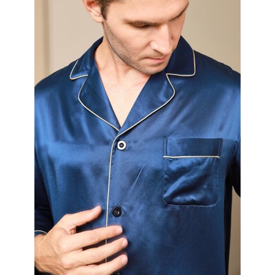 SilkSilky Men's Luxurious Silk Lapel Pajama Set