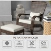 Gulche Patio Wicker Adirondack Chair with Ottoman, Outdoor Fire Pit Chair with Cushions, High-Back, Large Seat for Deck, Garden,Backyard, Cream White - 4 of 4