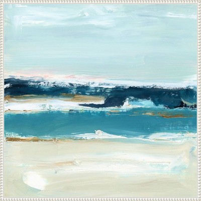 The Calm Before II Abstract Coastal Canvas Art with White Frame