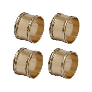 Design Imports Antique Band Napkin Ring Set/4, Gold - 1 of 4
