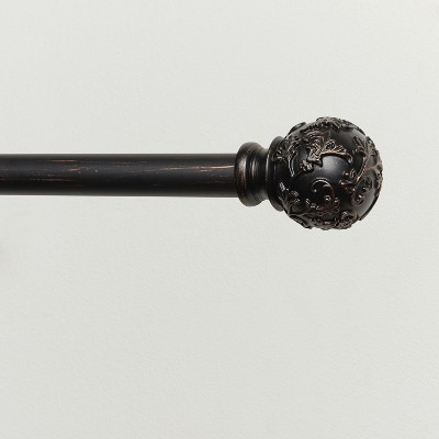 Oil Rubbed Bronze Adjustable Curtain Rod with Floral Finials