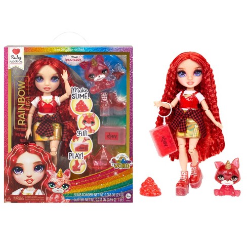 Rainbow High Ruby Red With Slime Kit & Pet 11'' Shimmer Doll With Diy  Sparkle Slime, Magical Yeti Pet And Fashion Accessories : Target