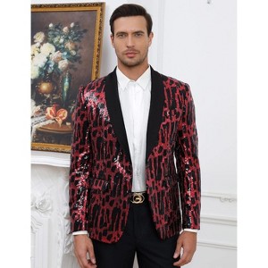 Men Shiny Sequin Blazer Clothing Fashion One Button Tuxedo Jacket for Party,Show,Banquet,Prom - 1 of 3