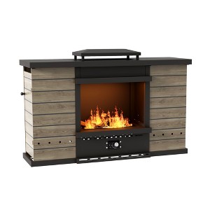 YARDSIGHT Iron Outdoor Gas Fireplace with Multi-Color Coatings (Wood Grain, White, Antique Bronze) - Elegant & Durable - 1 of 4