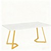 Gulches Modern Chic Series Contemporary White Gold Faux Marble Veneer 48 in Heavy Duty Metal Frame Base Dining Table Seats 4 - 2 of 4