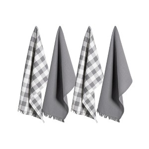 Design Imports  Heavyweight Fringe Dishtowel Set 4 Piece, Gray, 18X28" - 1 of 4