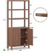 71" 5-Tier Mid-Century Bookcase with Doors Thick Wood Display Cabinet Freestanding Storage Shelf - 3 of 4