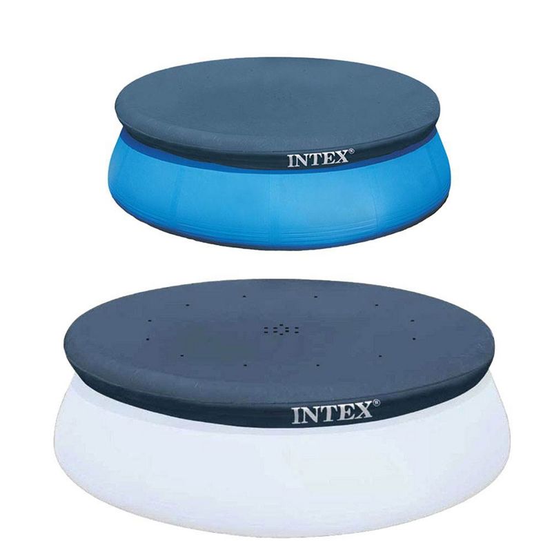 Intex 10' Easy Set Above Ground Swimming Pool Vinyl Round Cover Tarp + 8' Cover, 1 of 7