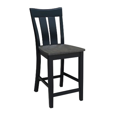 Ava 24" Coal Solid Parawood Traditional Counter Stool