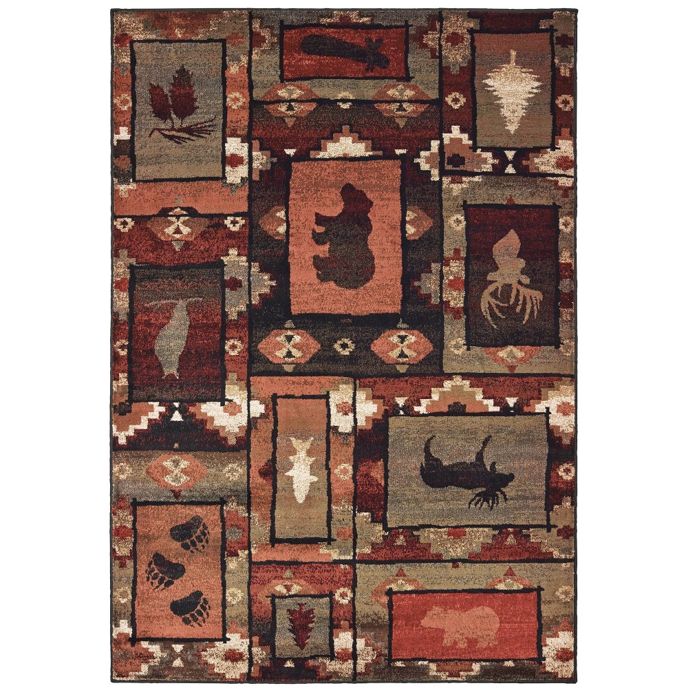 9'10inx12'10in Weston Forest Impressions Area Rug Brown/Rust - Captiv8e Designs
