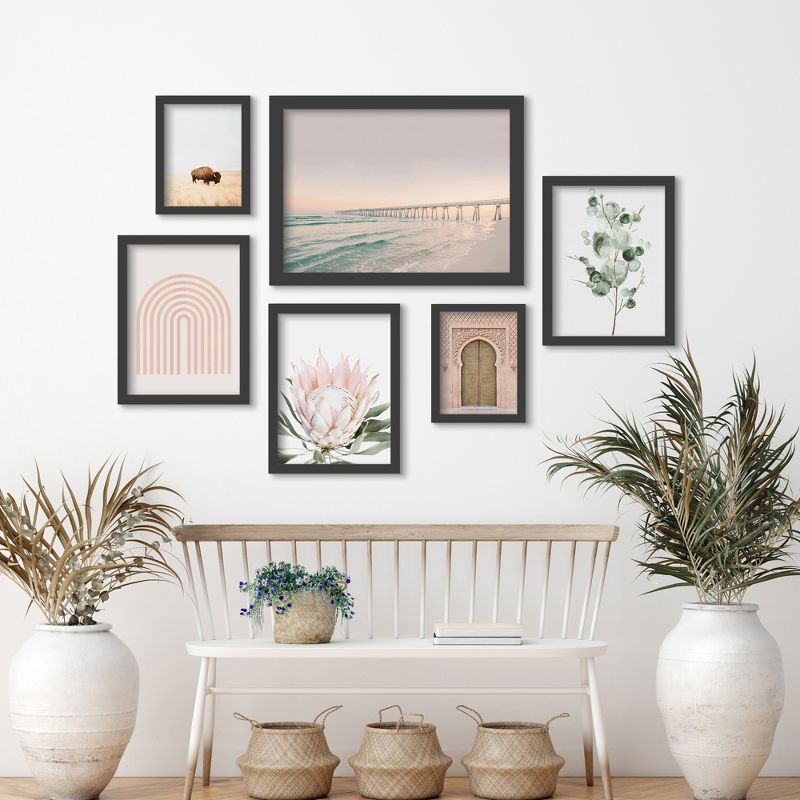 (Set of 6) Framed Prints Gallery Wall Art Set Beach Boardwalk by Sisi and Seb Black Frame  - Americanflat, 1 of 7