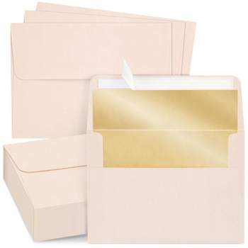 Best Paper Greetings 50 Pack Blush Pink Envelopes 5x7 with Bronze Lining, A7 Size for Wedding Invitations, Self-Adhesive Peel and Stick