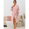 cheibear Women's Fuzzy Fluffy Robe Plush Bathrobe Fleece Winter Warm Thick Self Tie Long Bathrobe for After Shower Spa Bath - 2 of 4