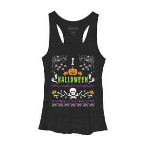 Women's Design By Humans Halloween Lover Ugly Sweater By machmigo Racerback Tank Top - 1 of 3