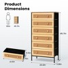 Pellebant 6 Drawers dressers for Bedroom Rattan Dresser Storage Tower Tall Fabric Dresser with Wood Top &Wood Handles - 2 of 4