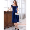 INSPIRE CHIC Women Off Shoulder Velvet High Waist Vintage A-Line Cocktail Evening Dress - 3 of 4