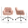 33.5" Faux Fur Swivel Office Chair with Adjustable Height and Armrests, Upholstered Task Chair for Home Office or Vanity -3irtyhousy - 4 of 4