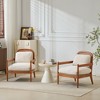 TiramisuBest [Set of 2] 26.6" Mid-Century Modern Accent Chairs with Walnut Wood Frame & Rattan Back, Comfy Greyish-Green Cushions - 3 of 4