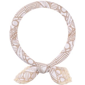 INSPIRE CHIC Women's Geometric Printed Cotton Linen Lace Trim Square Scarves 1Pc - 1 of 4