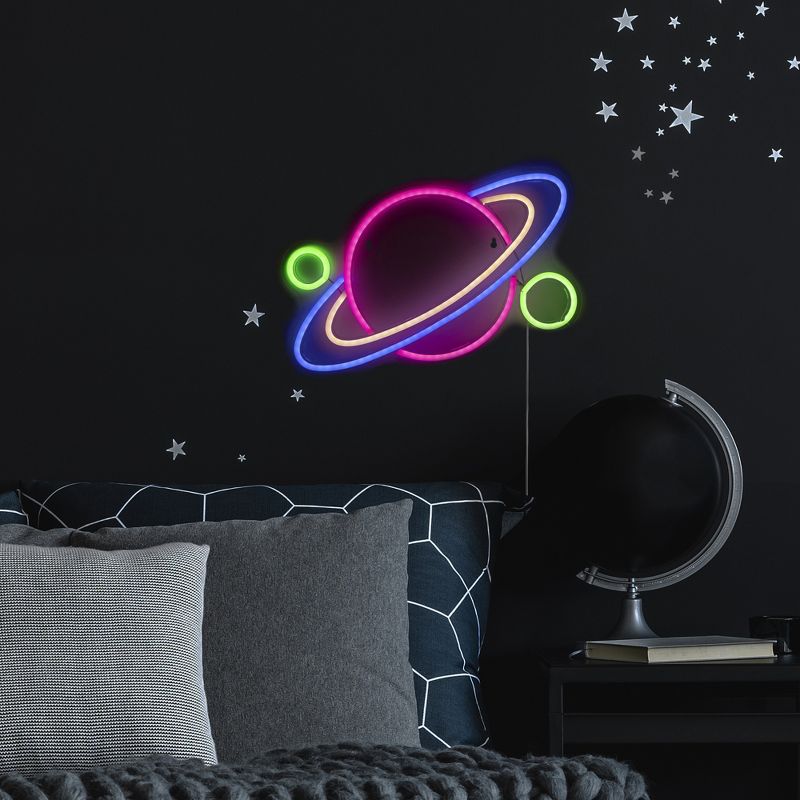 Northlight 16" LED Neon Style Planet Wall Sign, 2 of 5