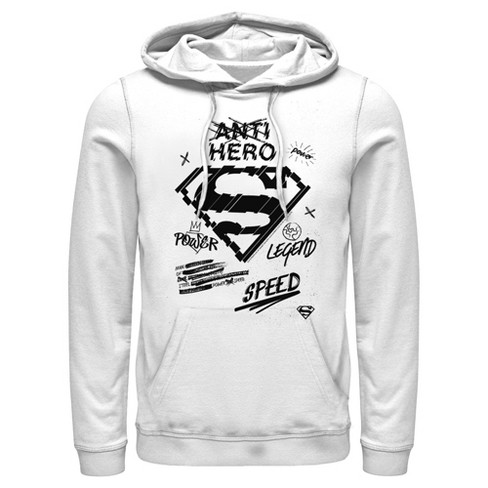 Men's Superman Hero Qualities & Icons Pull Over Hoodie - White - X Large