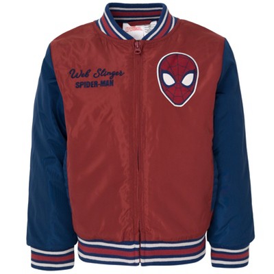 Marvel Spider-man Little Boys Varsity Bomber Jacket Red 7-8 : Target