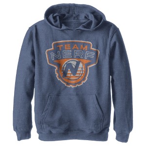 Boy's Nerf Team Blaster Distressed Badge Pull Over Hoodie - 1 of 4