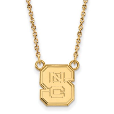 Black Bow Jewelry 10k Yellow Gold North Carolina State Wolfpack NCAA Necklace 18 Inch