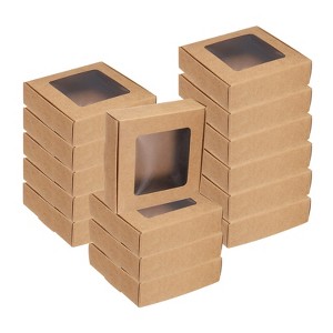 Unique Bargains Paper Party Favor Treats Candy Cookie Packaging with Clear Window Kraft Soap Boxes 16 Pcs - 1 of 4