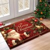 Lomsoe Santa Claus and Christmas Tree Pattern Welcome Mat - "Merry Christmas" Text, Machine Washable, Festive Holly Berry,Christmas Welcome. - 3 of 4