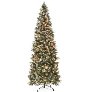 Acekool Pencil Prelit Holiday Tree, Slim Green, Colorful Twinkle, Hinged Branches, Metal Stand, Space-Saving for Home or Office - 1 of 1