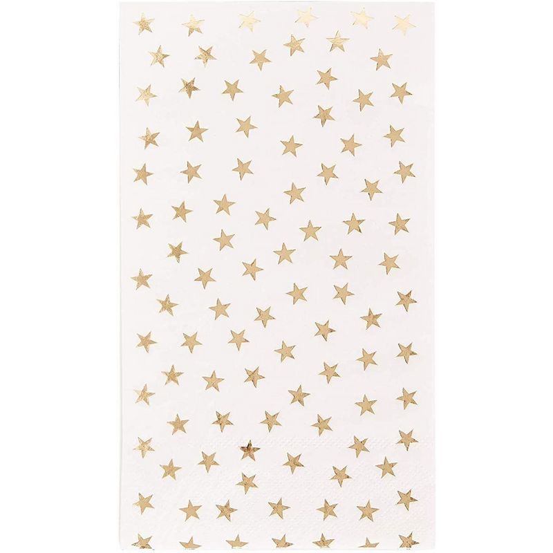 Juvale 50 Pack Gold Star Party Napkins - Disposable White and Gold Dinner Napkins for Birthday, Graduation (3-Ply, 4x8 In), 5 of 7