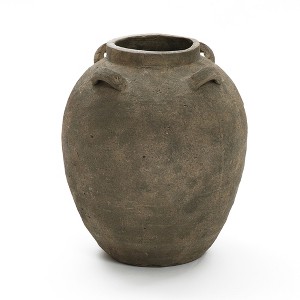 LuxenHome Rustic Brown Terracotta Cauldron 15.4-Inch Tall Vase - 1 of 4