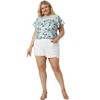 Agnes Orinda Women's Plus Size Floral Printed Lace Panel Keyhole Back Flare Sleeve Blouses - 3 of 4
