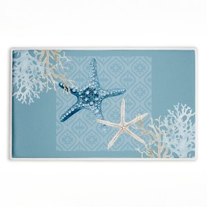 Stupell Industries Starfish Tours Nautical Pattern Printed Plush Bath Mat And Bath Rug, Design By Kim Allen, 18"X30" - 1 of 4