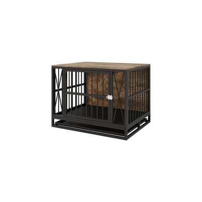 Sevobal Pet Carriers, Indoor Heavy Duty Dog Crates with Lock, Indestructible Carriers for Large Dogs, Black, 32.67"*24.6"*29.01"