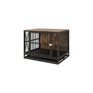 Sevobal Pet Carriers, Indoor Heavy Duty Dog Crates with Lock, Indestructible Carriers for Large Dogs, Black, 32.67"*24.6"*29.01" - 1 of 4