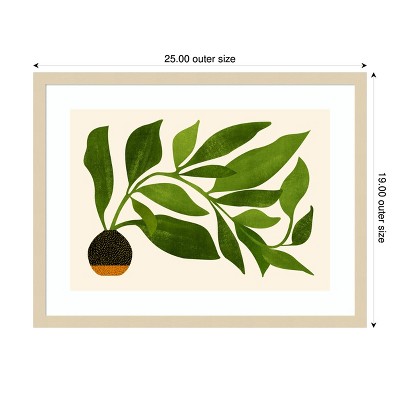 Svelte Natural Wood Framed Leafy Plant Wall Art Print 25 x 19