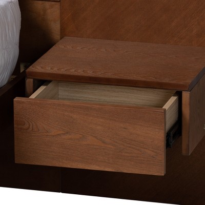 Graham Ash Walnut Queen Platform Bed with Storage and Nightstands