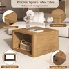Lyngins 30.8" Square Farmhouse Coffee Table, 2-Tier Storage Center Table, Rustic Wood Finish Tea Table with Half Open Storage Compartment - 4 of 4