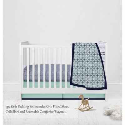 Bacati - Noah Mint Navy 3 pc Crib Bedding Set