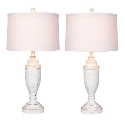 Distressed Formal Resin Table Lamps Cottage Antique White  - Fangio Lighting