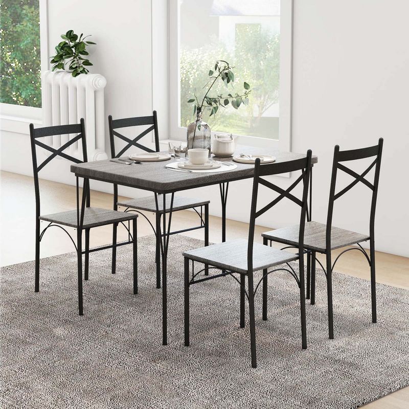 Costway 5-Piece Dining Table Set Modern Rectangular Dining Table & 4 Dining Chairs Set, 4 of 11