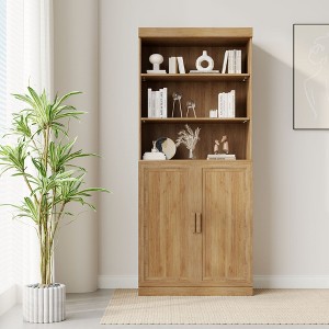 Large-capacity Glass Door Storage Cabinet, Stylish, Elegant And Beautiful. It's Practical For Storage And A Magic Tool To Say Goodbye To Home Clutter. - 1 of 4